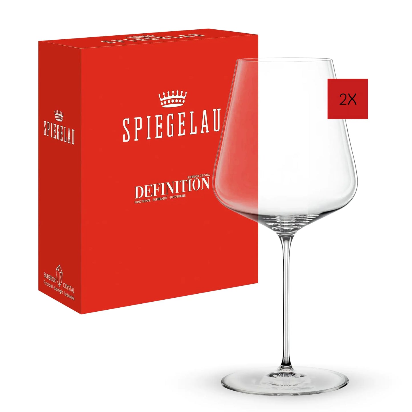 Spiegelau Definition Bordeaux Glass European Made Long Stem Red Wine Glasses for Wedding Anniversary Birthday Party Dinner Glassware Home Bar Cart Accessories 26 oz Set of 2