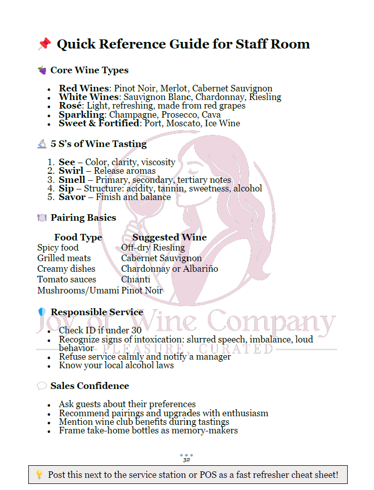 Wine 101: Foundational Training for Tasting Room & Service Staff (Digital Guide)